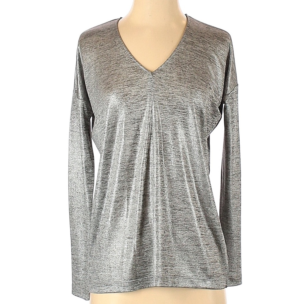 NWT Club Monaco Dennya Long Sleeve Top Silver Size XS